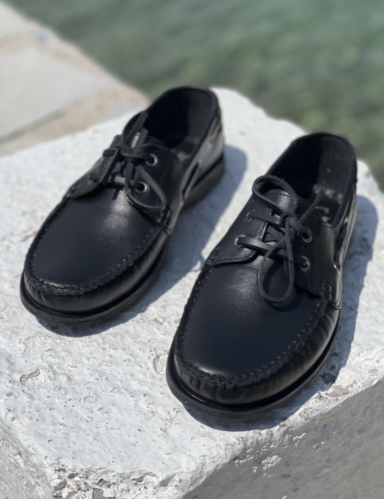 Ανδρικά μαύρα δερμάτινα Boat παπούτσια HG175540M φωτογραφία